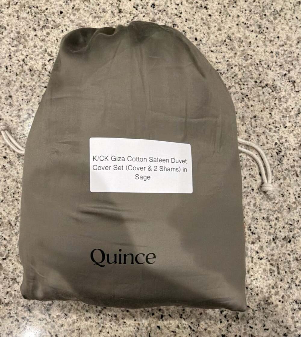 Quince King / California King Giza Cotton Sateen Duvet Cover Set in Sage